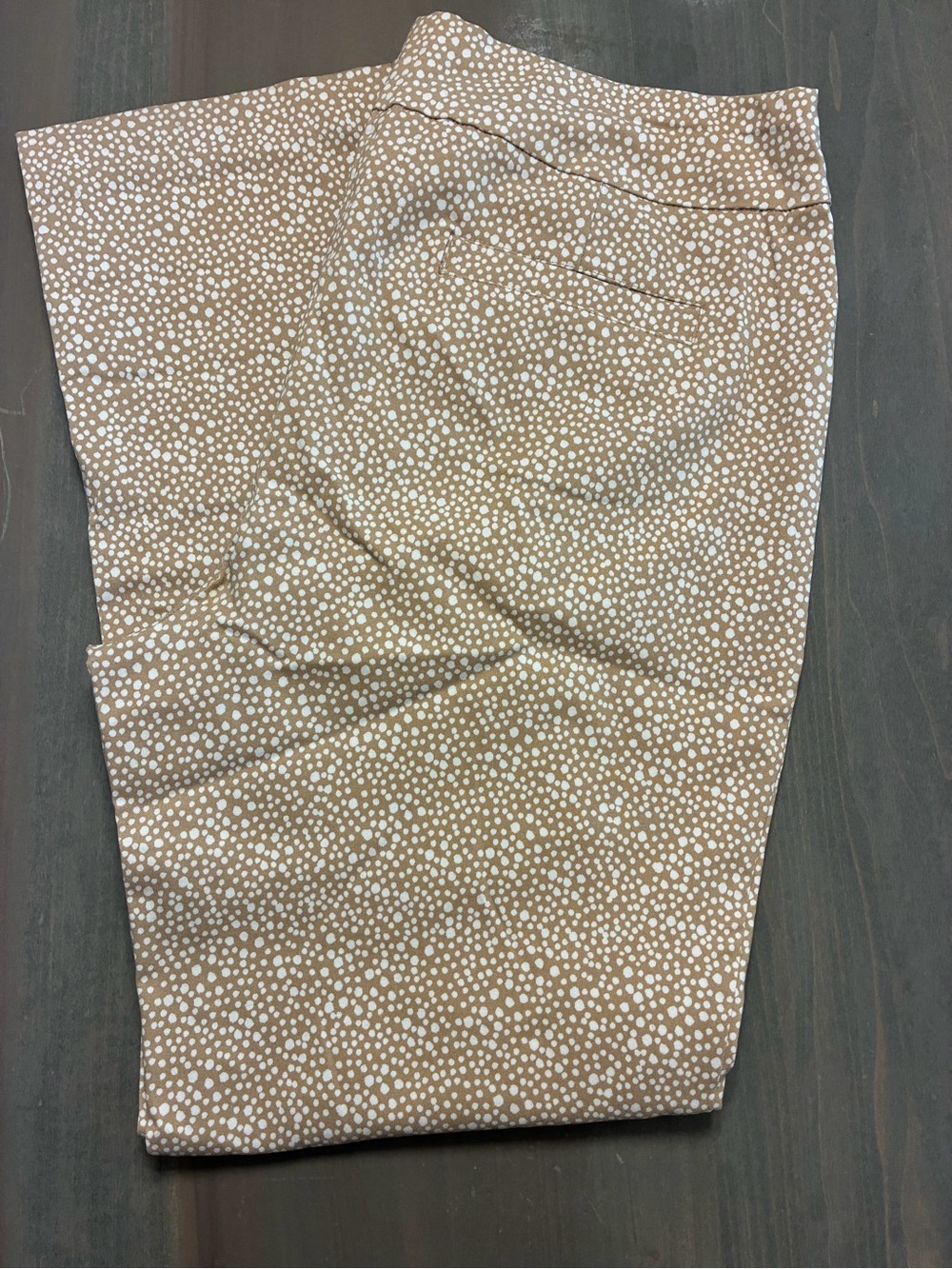 Kim Rogers Beige and White Dot Women’s Pull On Pants. Size 16